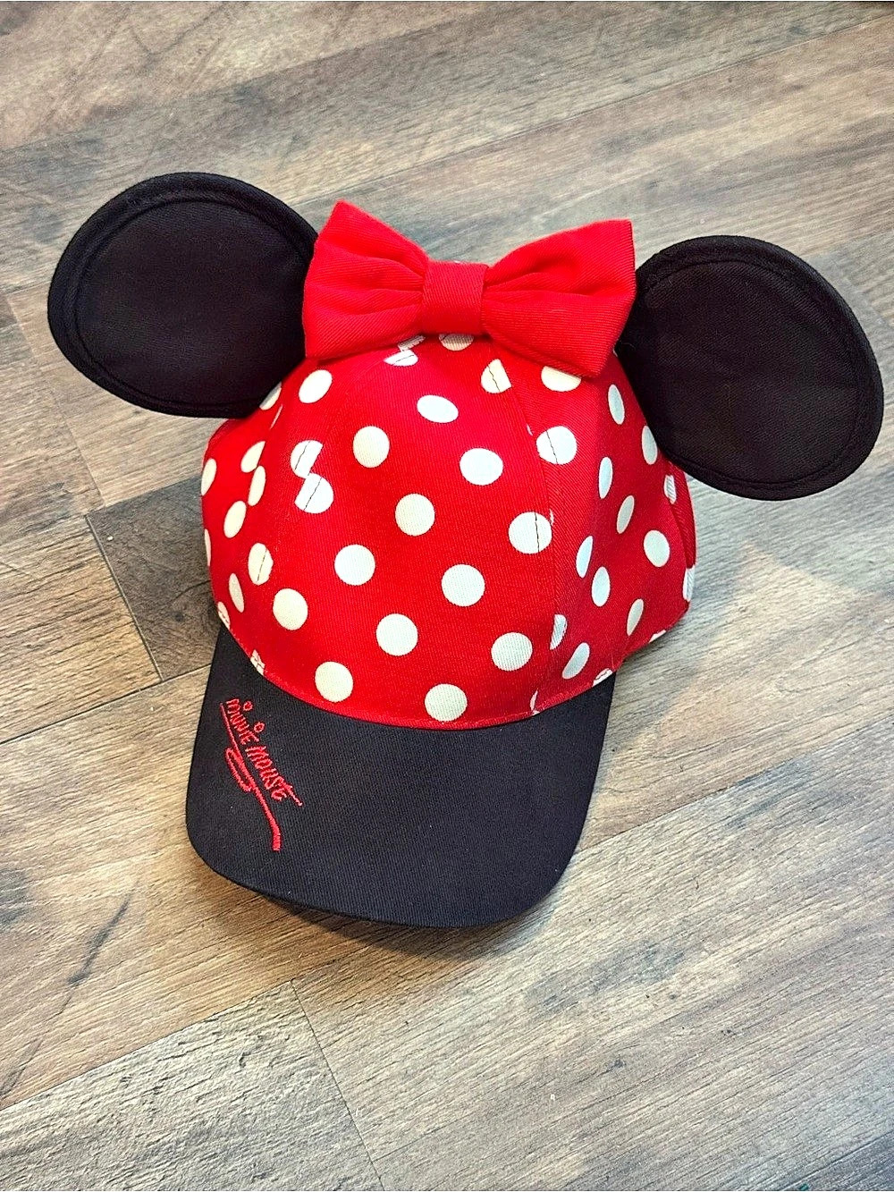 Disney Parks Minnie Mouse Ears Red & Black Polka Dot Hat Youth